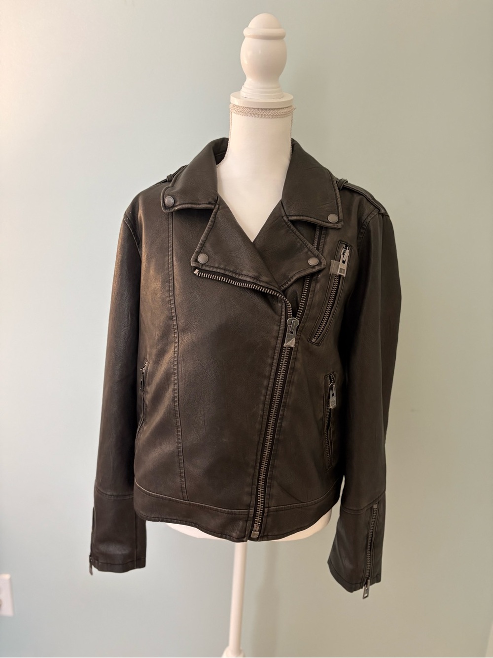 American Eagle Outfitters Black Leather Moto Jacket